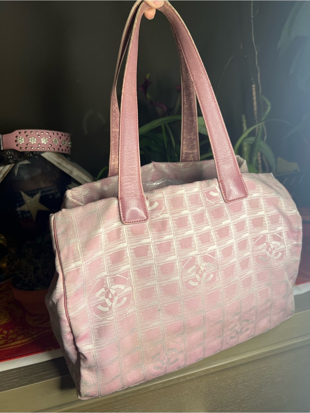 CHANEL Pink Quilted Logo Tote with Dual Handles